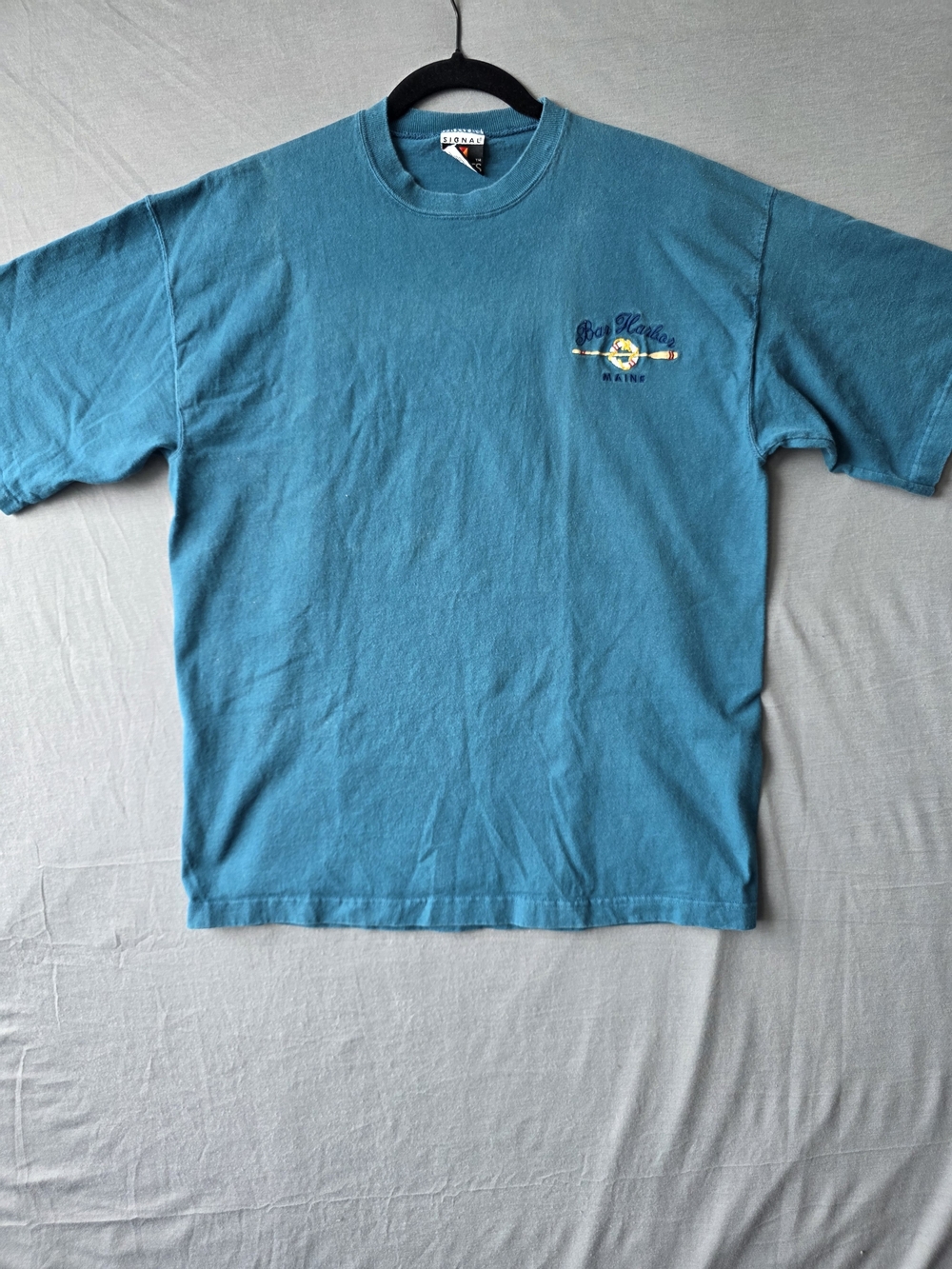 Vintage Signal Sports Bar Harbor Maine Embroidered Graphic T-Shirt XL Blue